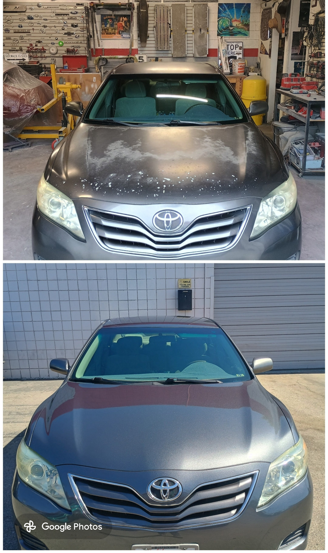 Before and after truck bed collision and paint repair by Auto Paint Saint